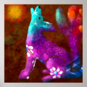 Coyote Abstrakt Art Saguaro Cactus Desert Brown Poster (Vorne)