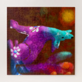 Coyote Abstrakt Art Saguaro Cactus Desert Brown Puzzle (Horizontal)