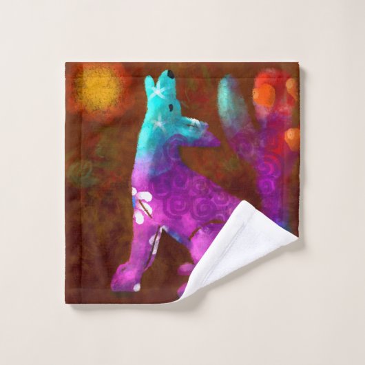 Coyote Abstrakt Art Saguaro Cactus Desert Brown Waschlappen (Waschlappen)