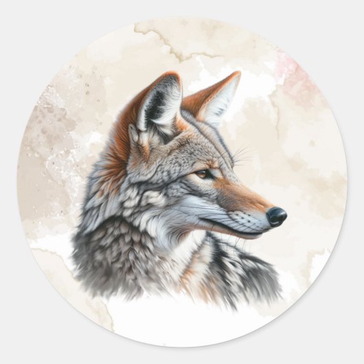 Coyote Country Cotattecore Rustikale Printwerbung Runder Aufkleber (Vorderseite)