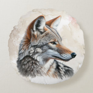 Coyote Country Cotattecore Rustikale Printwerbung Rundes Kissen