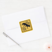 Coyote Crossing, Traffic Warning Sign, USA Quadratischer Aufkleber (Umschlag)