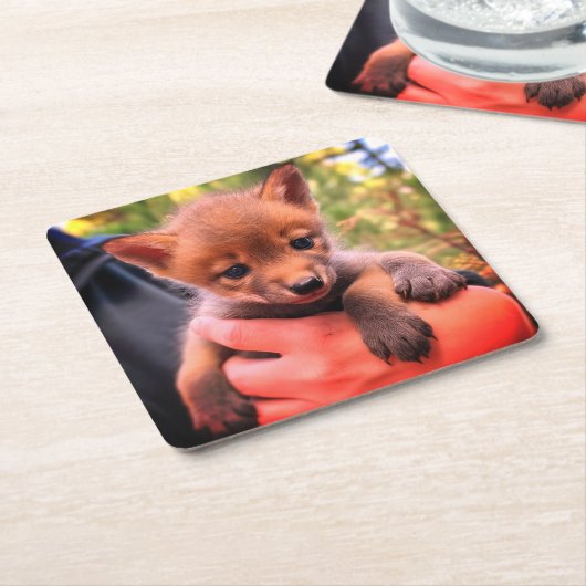 Coyote Cub Rechteckiger Pappuntersetzer (angewinkelt)