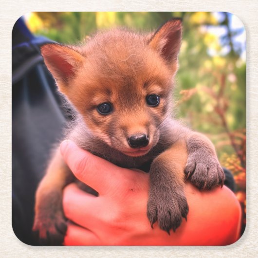 Coyote Cub Rechteckiger Pappuntersetzer (Vorderseite)