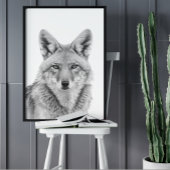 Coyote Head Portrait Schwarz-weiß Poster