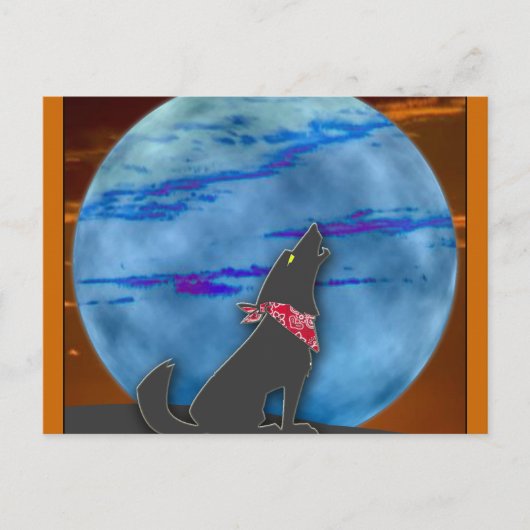 Coyote Howling am Blauen Mond Postkarte (Vorderseite)