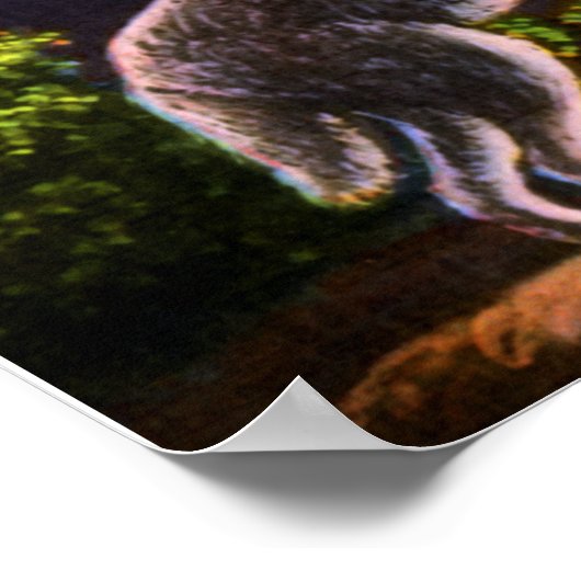 Coyote Howling am Mond Poster (Ecke)