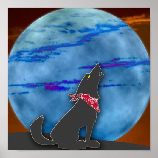 COYOTE HOWLING AUF DEM BLAUEN MOND POSTER (Vorne)