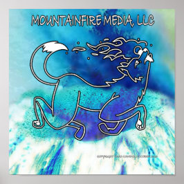 Coyote Leaping über den Blauen Vulkan Poster