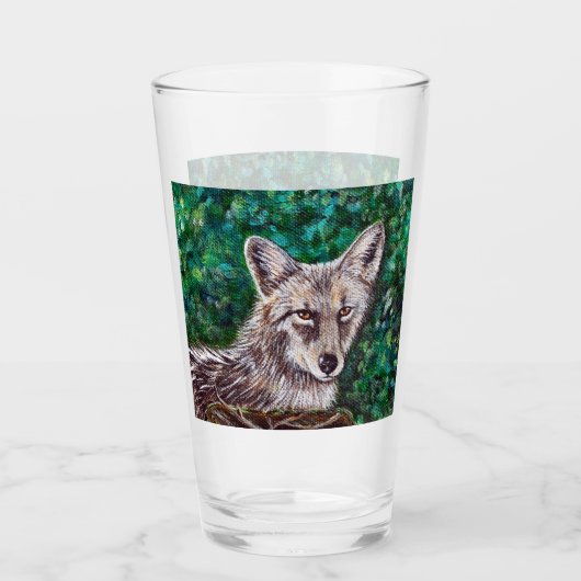 Coyote-Malerei im Hinterhof Glas (Vorderseite)