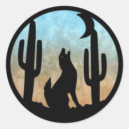 Coyote Moon Runder Aufkleber