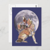 Coyote Pack Howling auf dem Mond Postkarte (Vorne/Hinten)