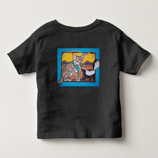 Coyote Pup und Skunk Southwest Wildlife Humors Kleinkind T-shirt (Rückseite)