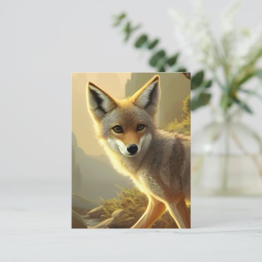 Coyote Pup Wildlife Portrait Postkarte (Stehend Vorderseite)