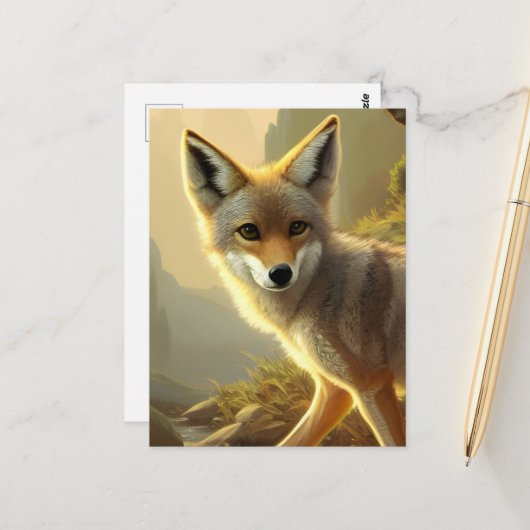 Coyote Pup Wildlife Portrait Postkarte (Vorderseite/Rückseite Beispiel)