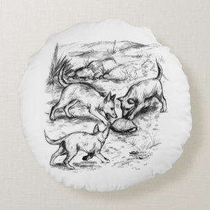 Coyote Pups Rundes Kissen