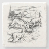 Coyote Pups Steinuntersetzer (Vorderseite)