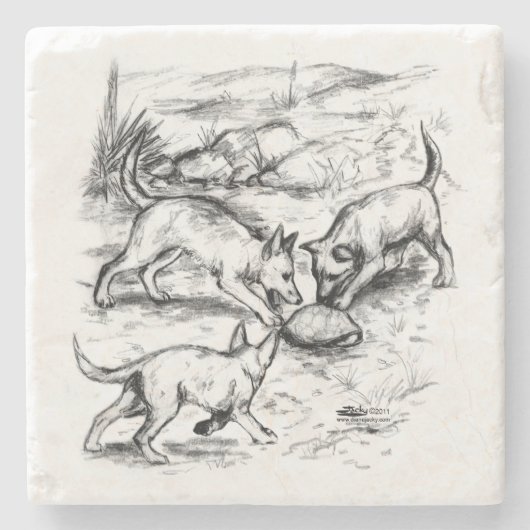 Coyote Pups Steinuntersetzer (Vorderseite)