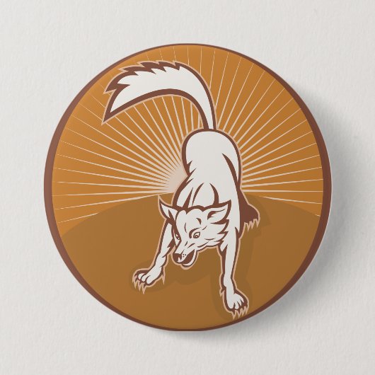 Coyote Retro Sunset Vintag Wilderness Button (Vorderseite)