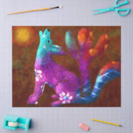 Coyote Saguaro Cactus Desert Decoupage Seidenpapier