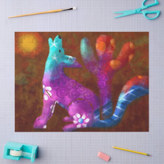 Coyote Saguaro Cactus Desert Decoupage Seidenpapier (Basteln)