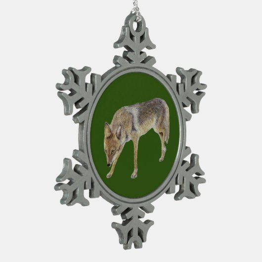 Coyote Schneeflocken Zinn-Ornament (Links)