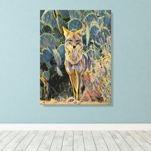 Coyote Sentry Canvas Print Leinwanddruck (Insitu (Holzboden))