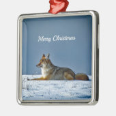 Coyote Snow Foto Weihnachten Ornament Aus Metall (Links)