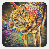 Coyote [Square Seal] Quadratischer Aufkleber (Vorderseite)