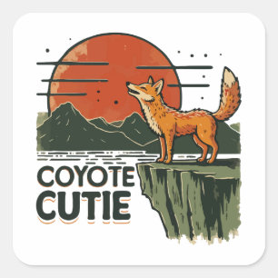 Coyote Süsse Quadratischer Aufkleber