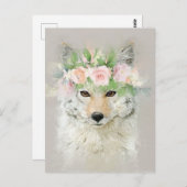 Coyote Tragen einer Blume Postkarte (Vorne/Hinten)