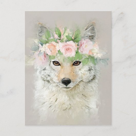 Coyote Tragen einer Blume Postkarte (Vorderseite)