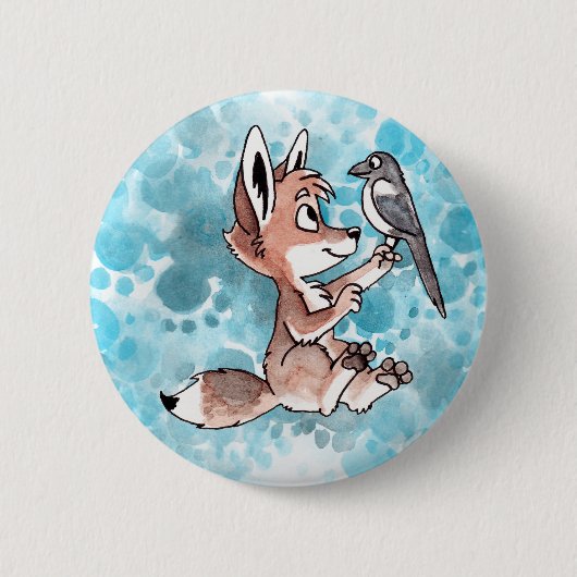 Coyote und Magpie-Button Button (Vorderseite)