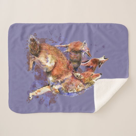 Coyote Watercolor Animals Wildlife Nature Art Sherpadecke (Vorderseite (Horizontal))