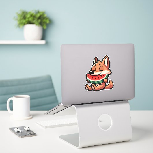 Coyote Watermelon Aufkleber (Laptop auf Schreibtisch)