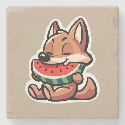 Coyote Watermelon Steinuntersetzer (Vorderseite)