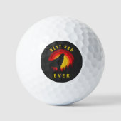 Coyote Wolf Sunrise "Bester Vater je" Golfball (Vorderseite)