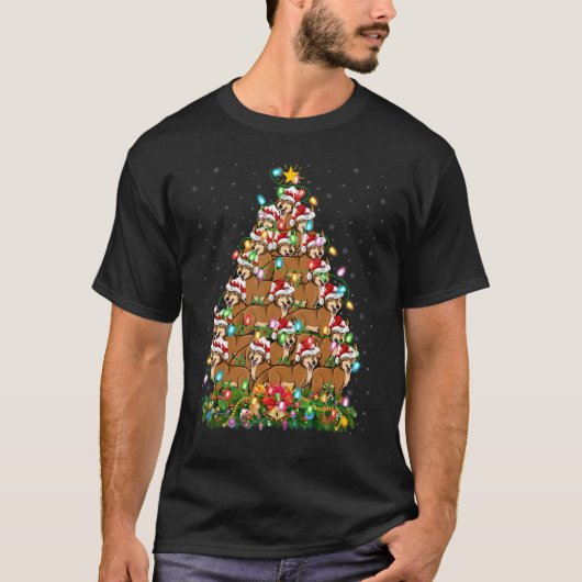Coyote Xmas Lights Santa Coyote Weihnachtsbaum T-Shirt (Vorderseite)