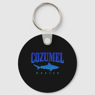 Cozumel Beach Mexico Scuba Diver Shark Diving Vint Schlüsselanhänger