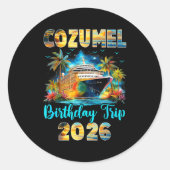 Cozumel Birthday Trip 2026 Family Birthday Cruise Runder Aufkleber (Vorderseite)