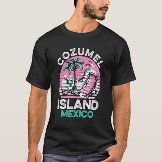 Cozumel Mexico Beaches Retro Cool Distressed Graph T-Shirt (Vorderseite)