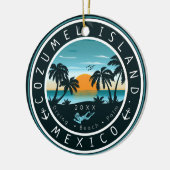 Cozumel Mexico Diving Retro Sunset Souvenir 80er Keramik Ornament (Links)