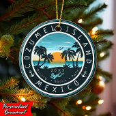 Cozumel Mexico Diving Retro Sunset Souvenir 80er Keramik Ornament