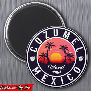 Cozumel Mexico Insel Retro-Sonnenuntergang Andenke Magnet