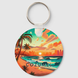Cozumel Mexico Palm Tree Vintage Travel Souvenir Schlüsselanhänger