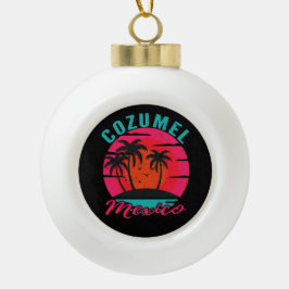 Cozumel Mexico Palm Trees Beach Keramik Kugel-Ornament