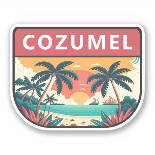 Cozumel Mexico Retro Emblem Aufkleber (Vorderseite)