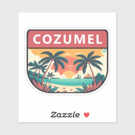 Cozumel Mexico Retro Emblem Aufkleber (Blatt)