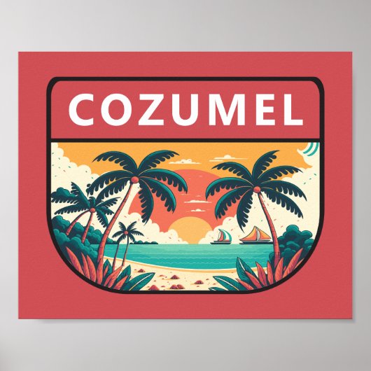 Cozumel Mexico Retro Emblem Poster (Vorne)
