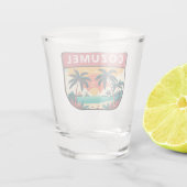 Cozumel Mexico Retro Emblem Schnapsglas (Rückseite)
